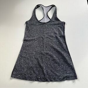 Lululemon Cool Racerback Tank Sz 2 Speckled Black White Spray Jacquard Yoga Gym